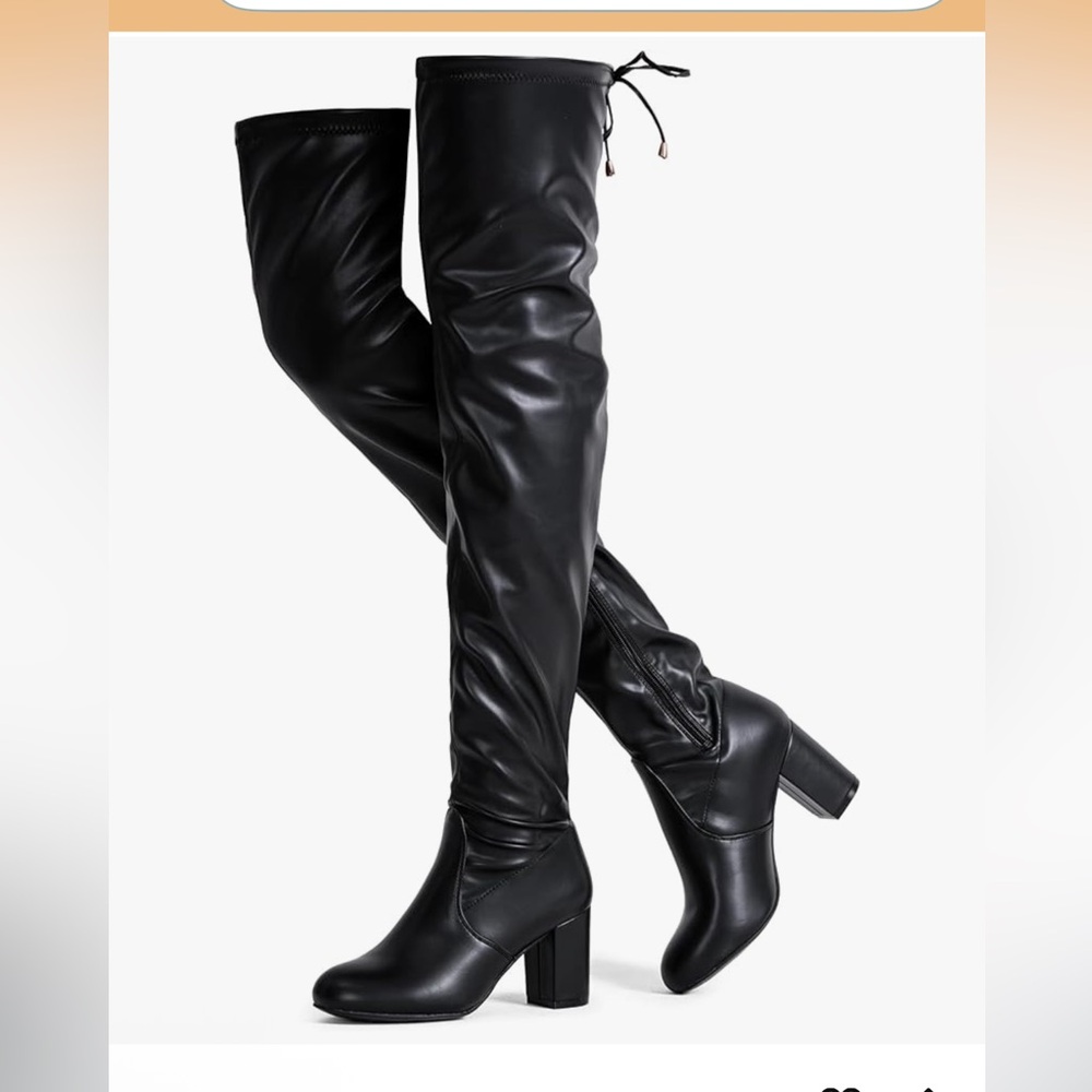 Vepose Black Over the Knee Boots